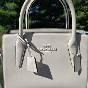 Coach Leather Satchel in Light Cream